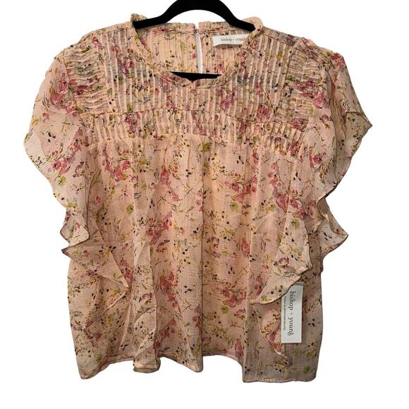 NWT! Bishop + Young Shelby Floral Flowy Flutter Sleeve Top - Size XL - Picture 4 of 6